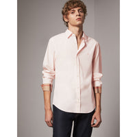 PALE PINK Chemise en popeline de coton extensible avec éléments check