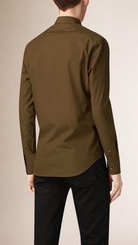 OLIVE GREEN Chemise en popeline de coton extensible