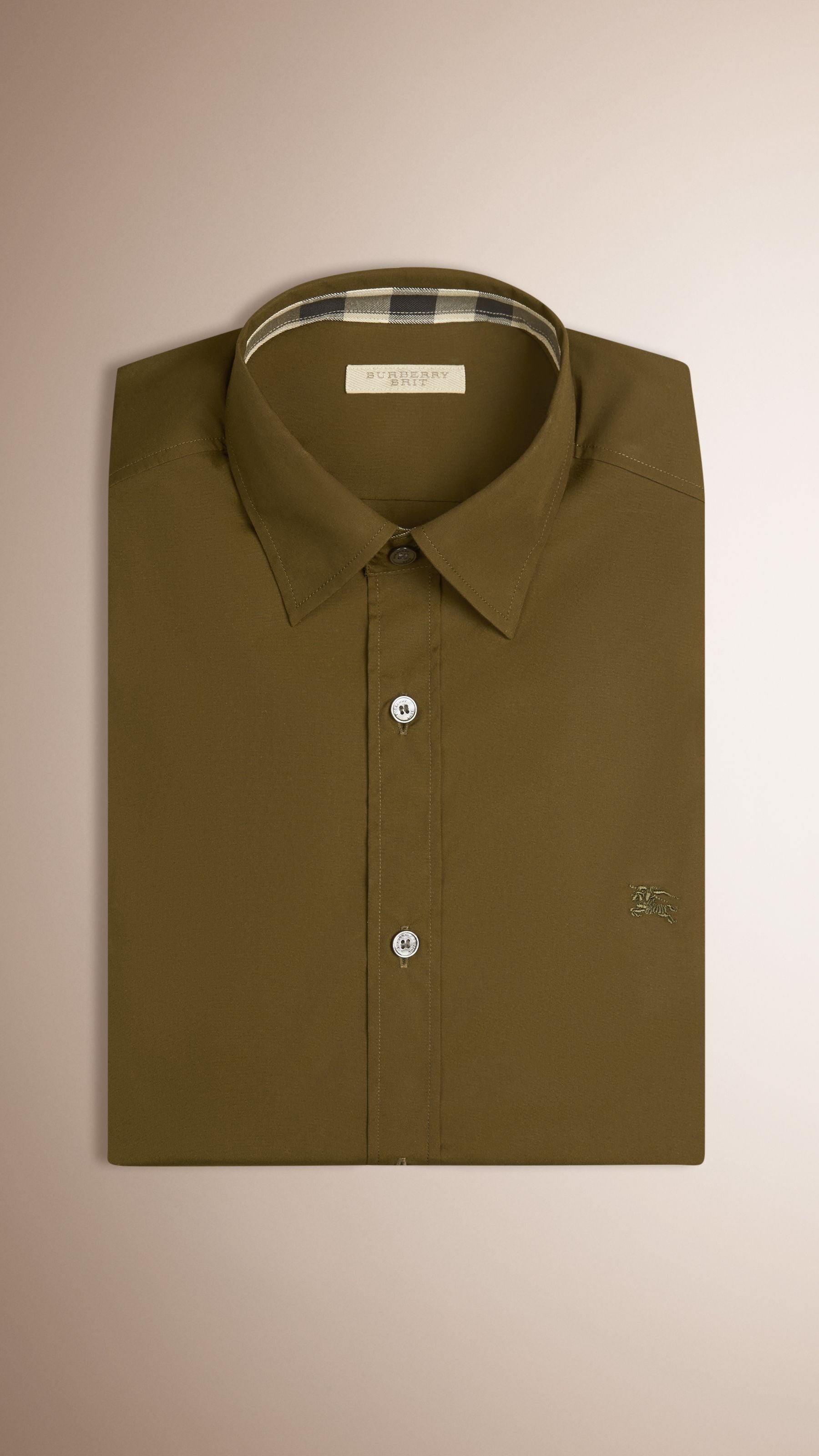 OLIVE GREEN Chemise en popeline de coton extensible