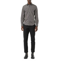 STONE GREY Chemise en popeline de coton extensible avec éléments check