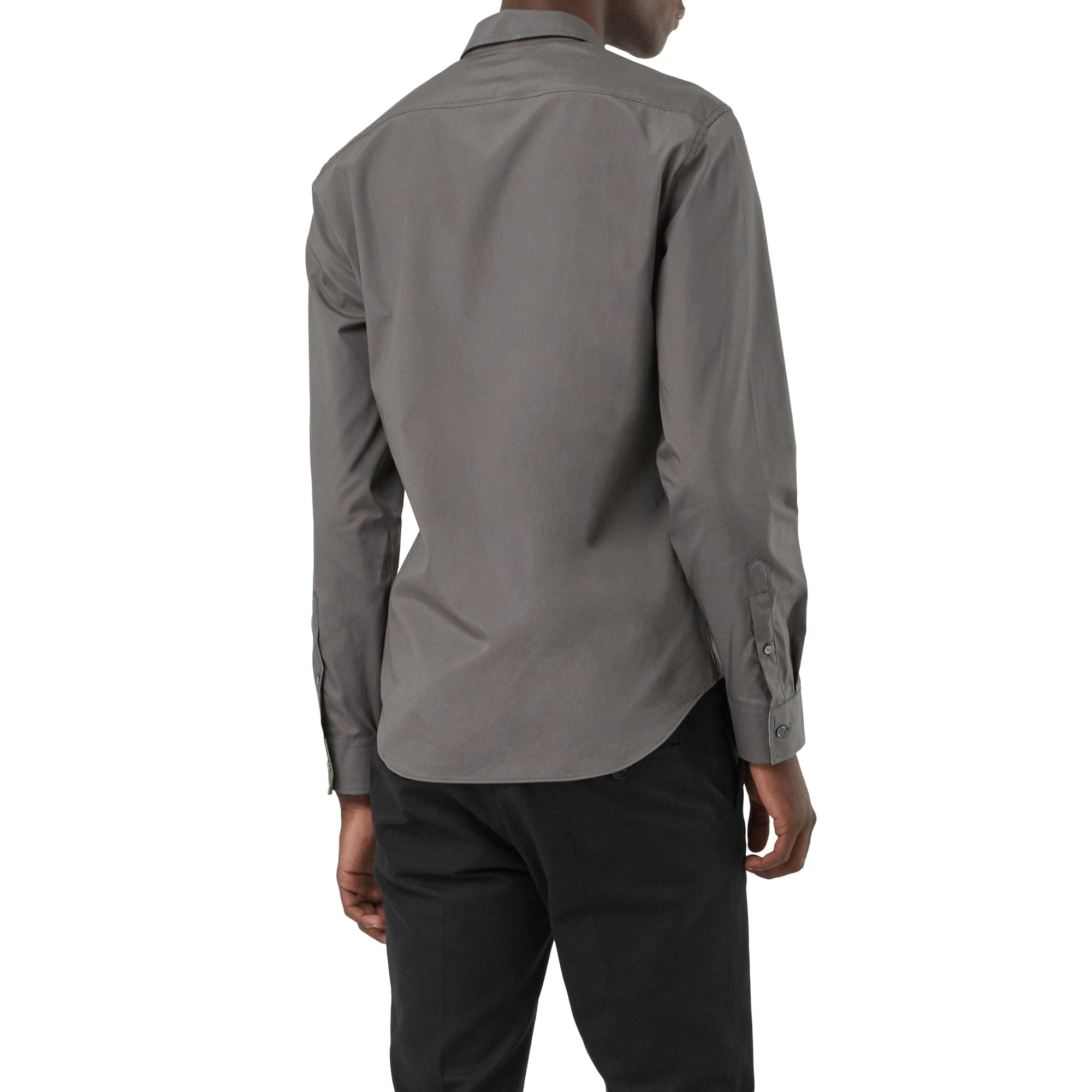 STONE GREY Chemise en popeline de coton extensible avec éléments check