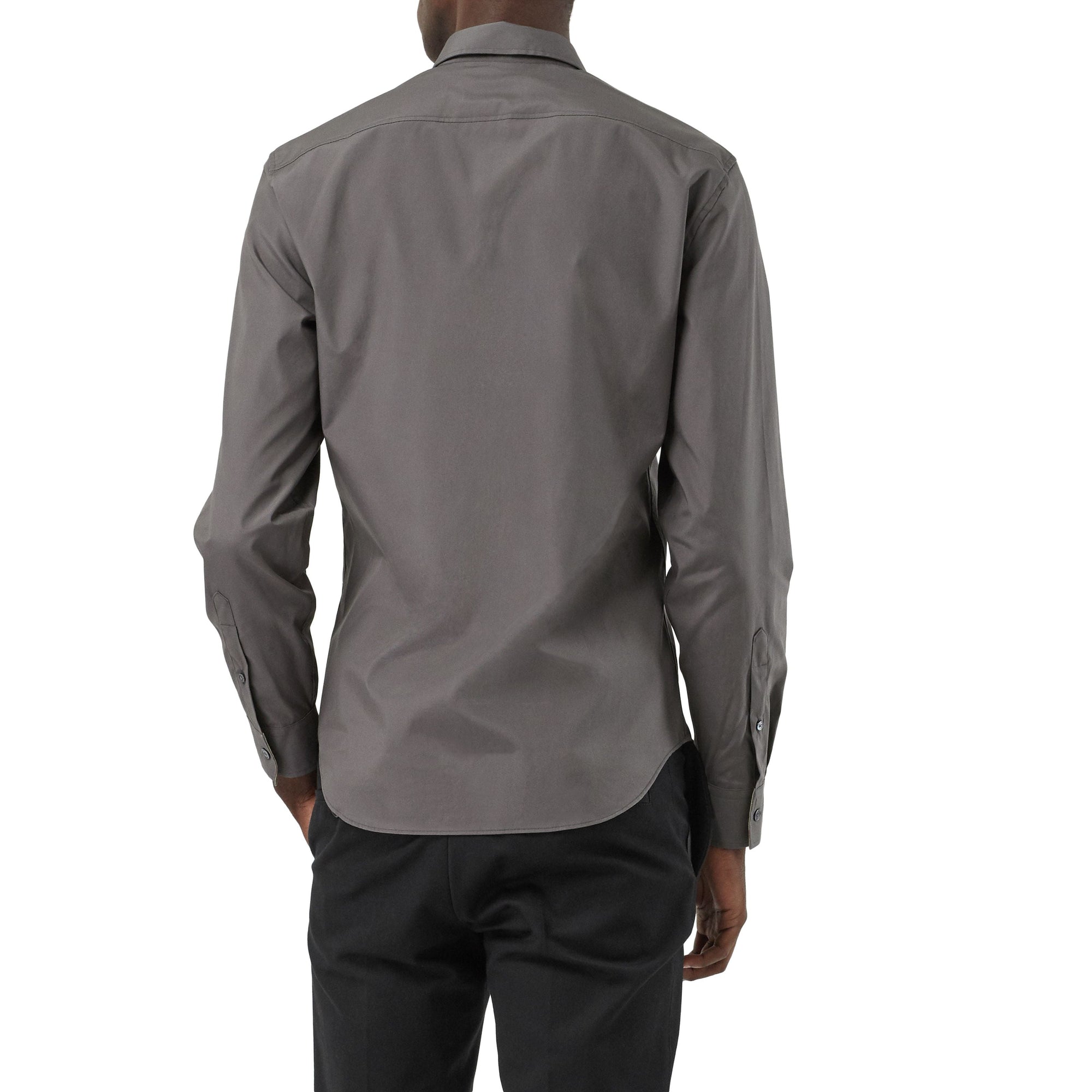 STONE GREY Chemise en popeline de coton extensible avec éléments check