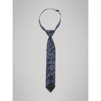 DARK MINERAL BLUE Cravate moderne en soie et coton à motif check