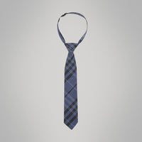 DARK MINERAL BLUE Cravate moderne en soie et coton à motif check