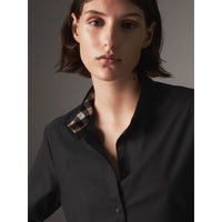 BLACK Chemise en coton extensible avec éléments check