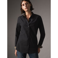 BLACK Chemise en coton extensible avec éléments check