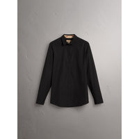 BLACK Chemise en coton extensible avec éléments check