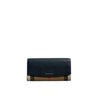 INK BLUE Portefeuille continental en coton House check et cuir