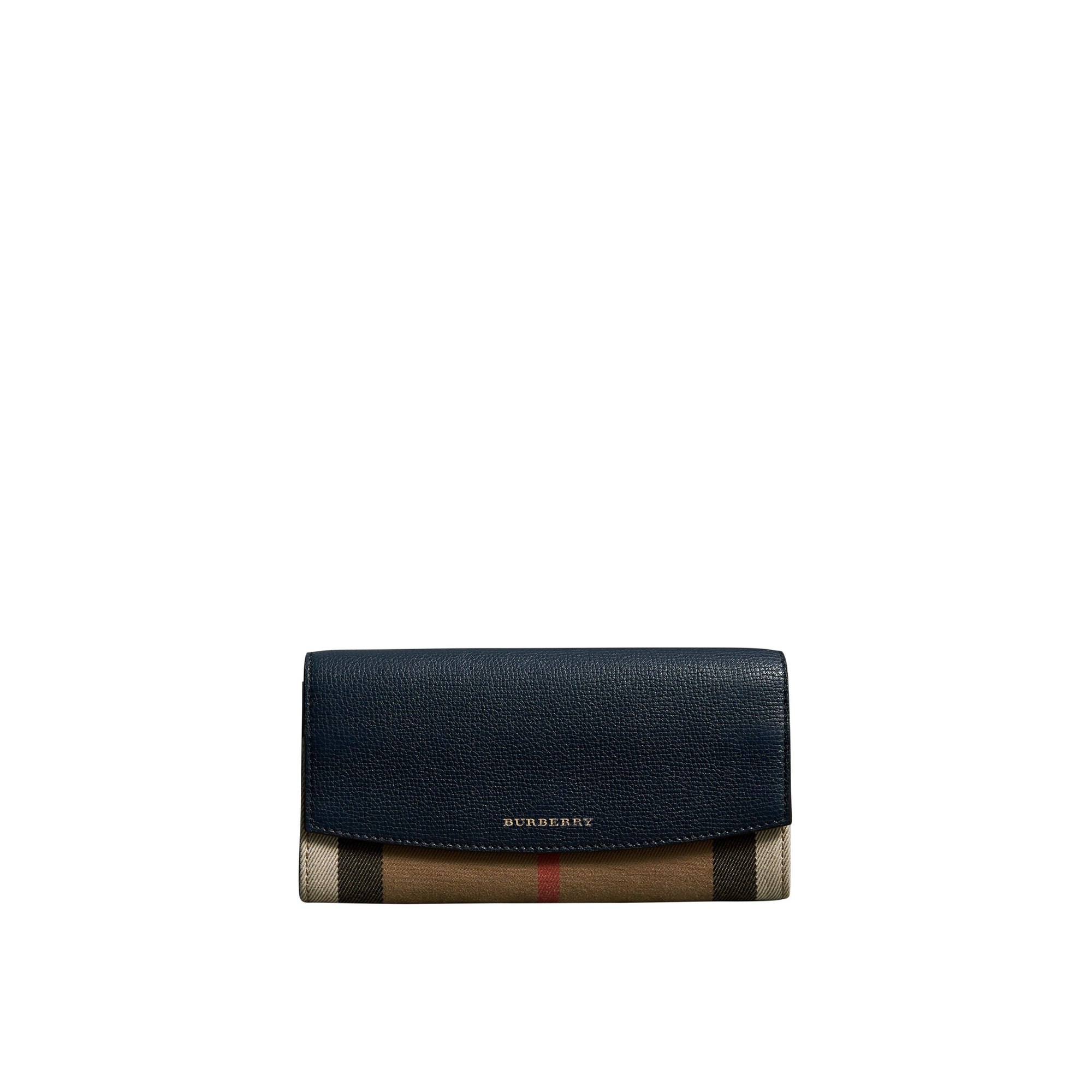 INK BLUE Portefeuille continental en coton House check et cuir