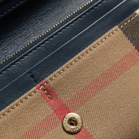 INK BLUE Portefeuille continental en coton House check et cuir