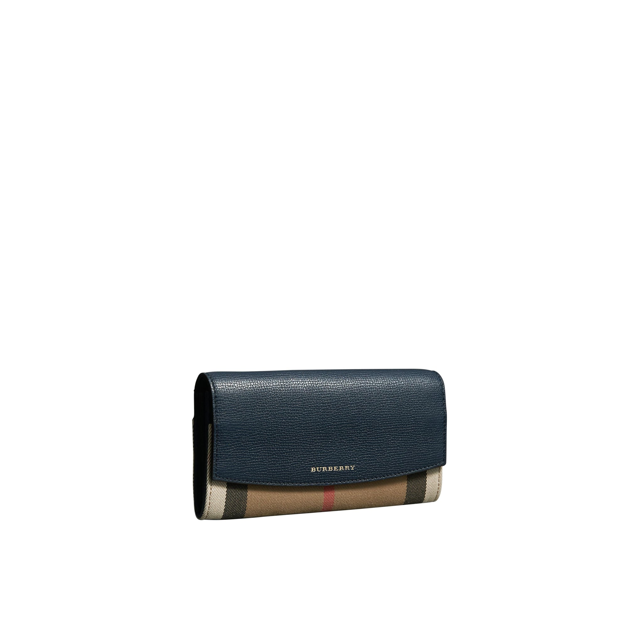 INK BLUE Portefeuille continental en coton House check et cuir