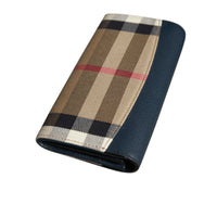 INK BLUE Portefeuille continental en coton House check et cuir