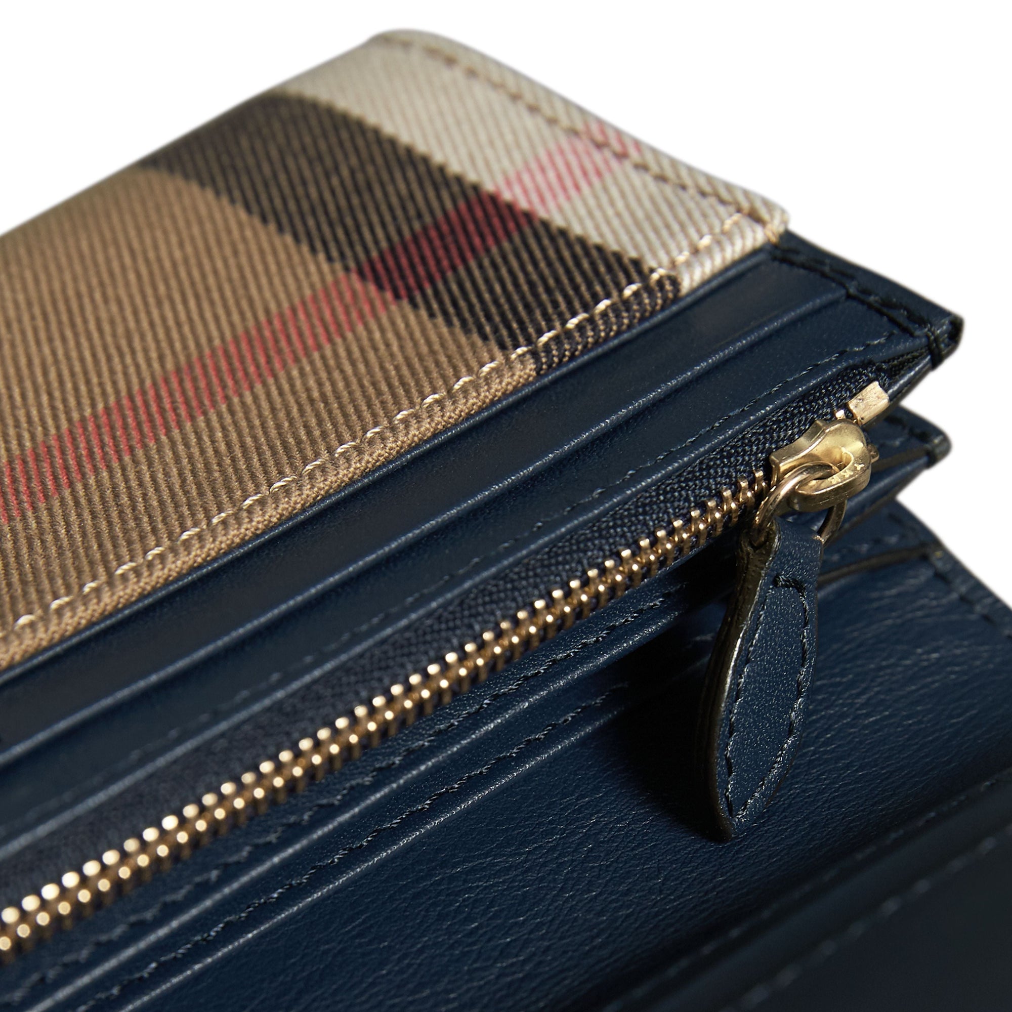 INK BLUE Portefeuille continental en coton House check et cuir