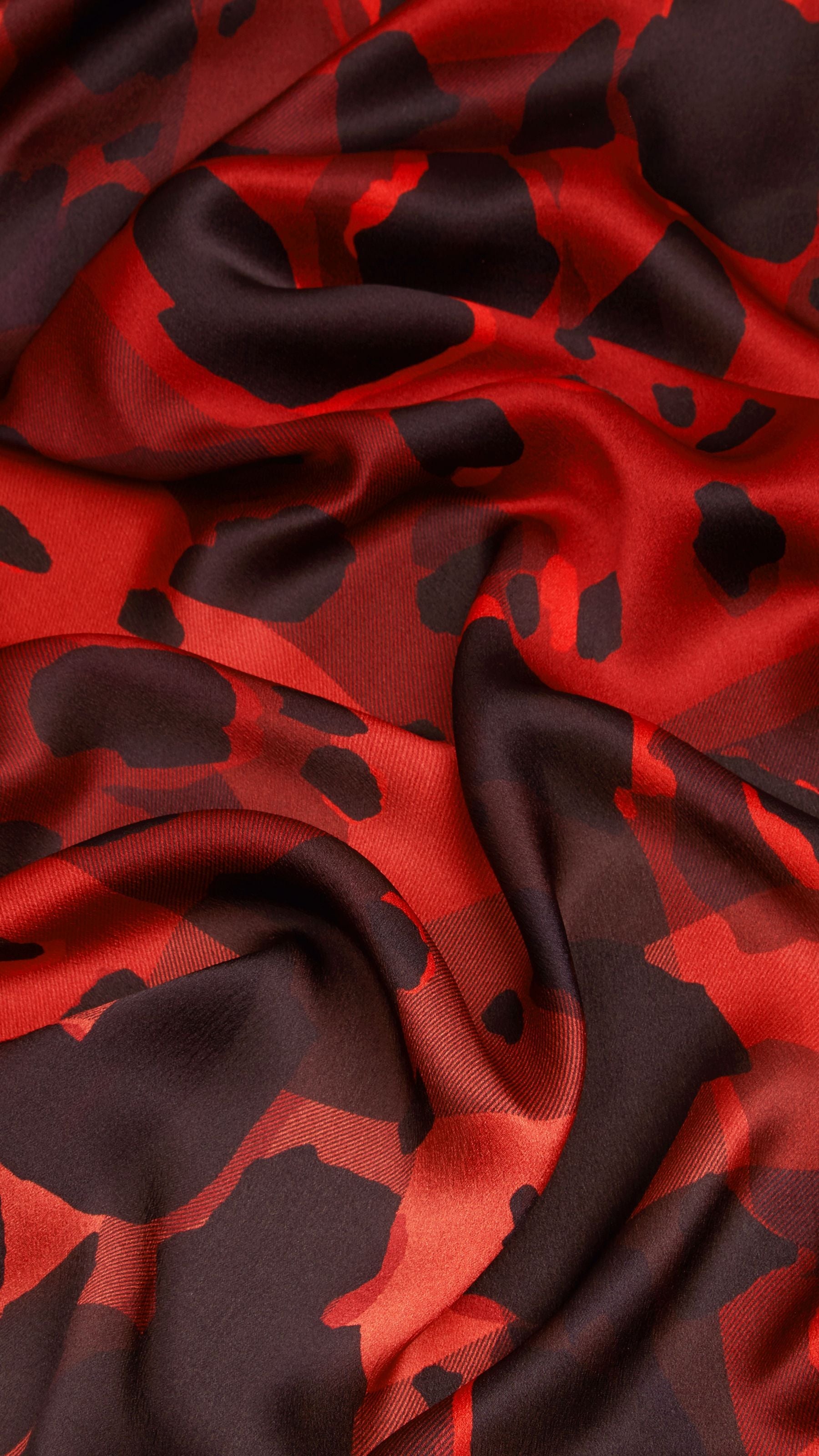PARADE RED PRINT Foulard en soie à motif check avec imprimé fauve