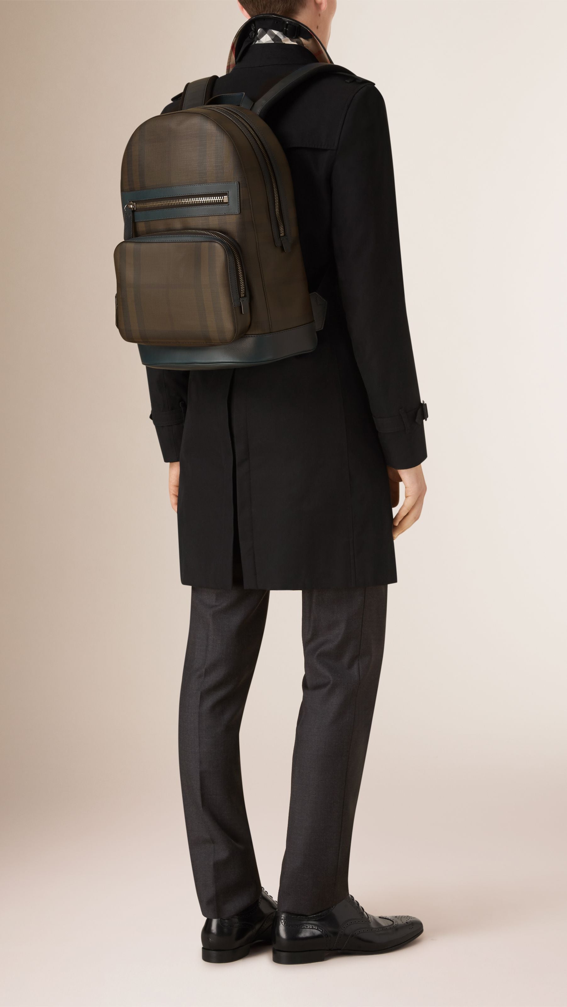 TEAL BLUE Sac à dos à motif Smoked check
