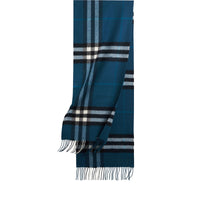 Écharpe en cachemire à motif check classique - Bleu nautique