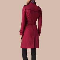 CHERRY PINK Trench-coat en cachemire de coupe Sandringham