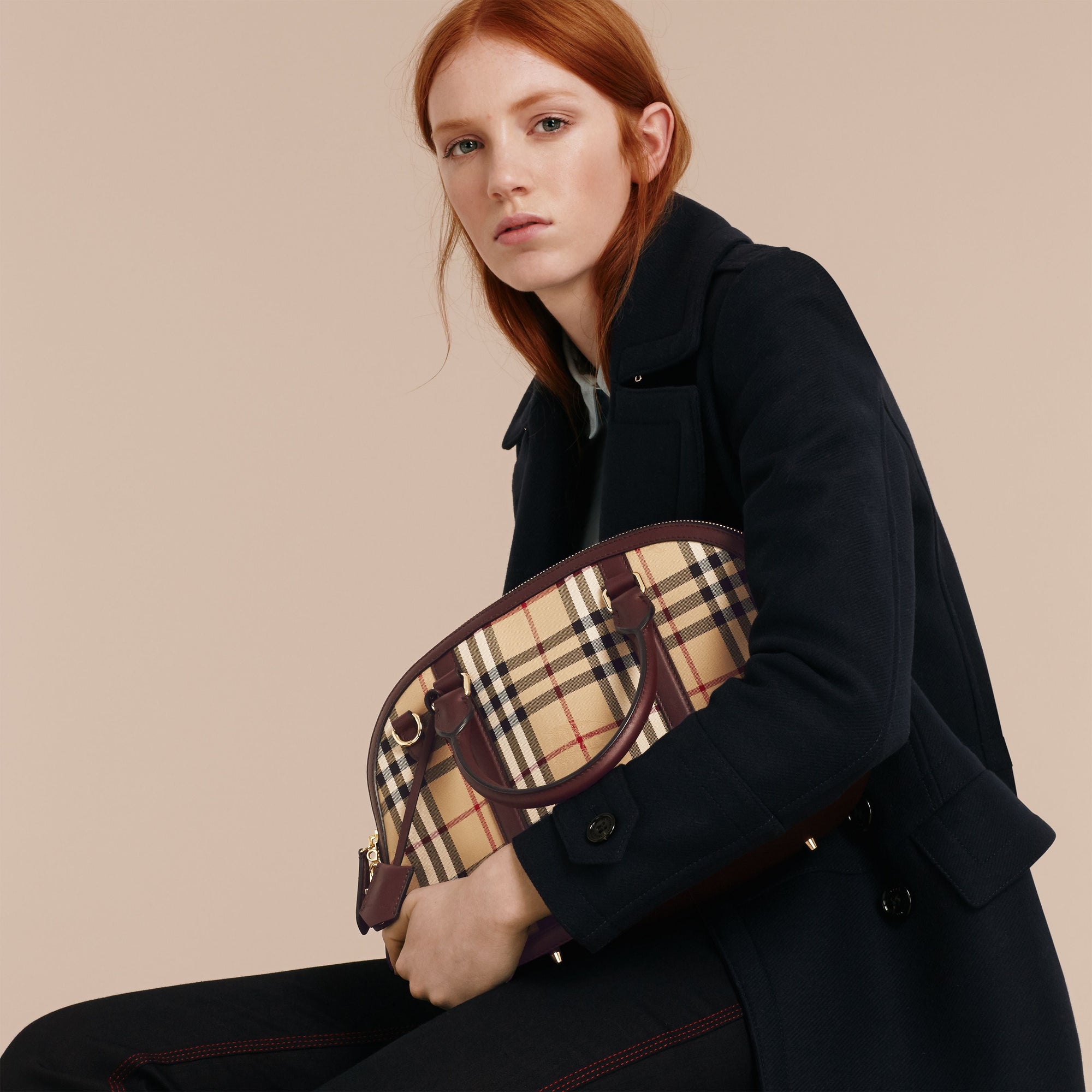 HONEY/DEEP CLARET Petit sac The Orchard à motif Horseferry Check
