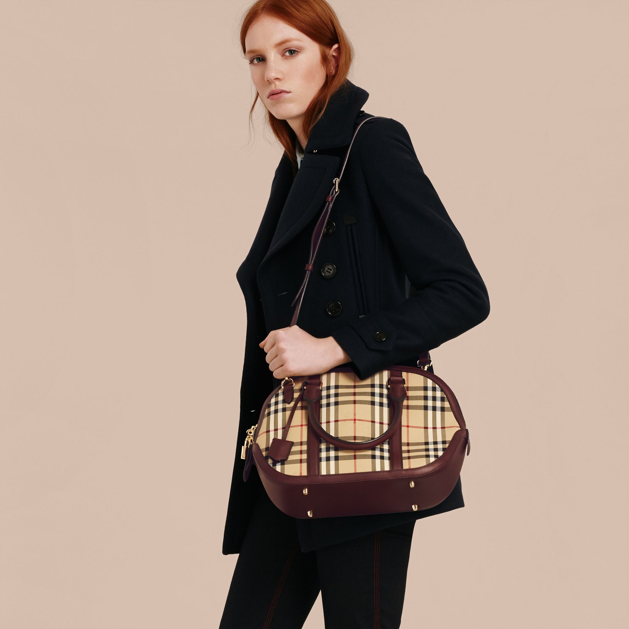 HONEY/DEEP CLARET Petit sac The Orchard à motif Horseferry Check