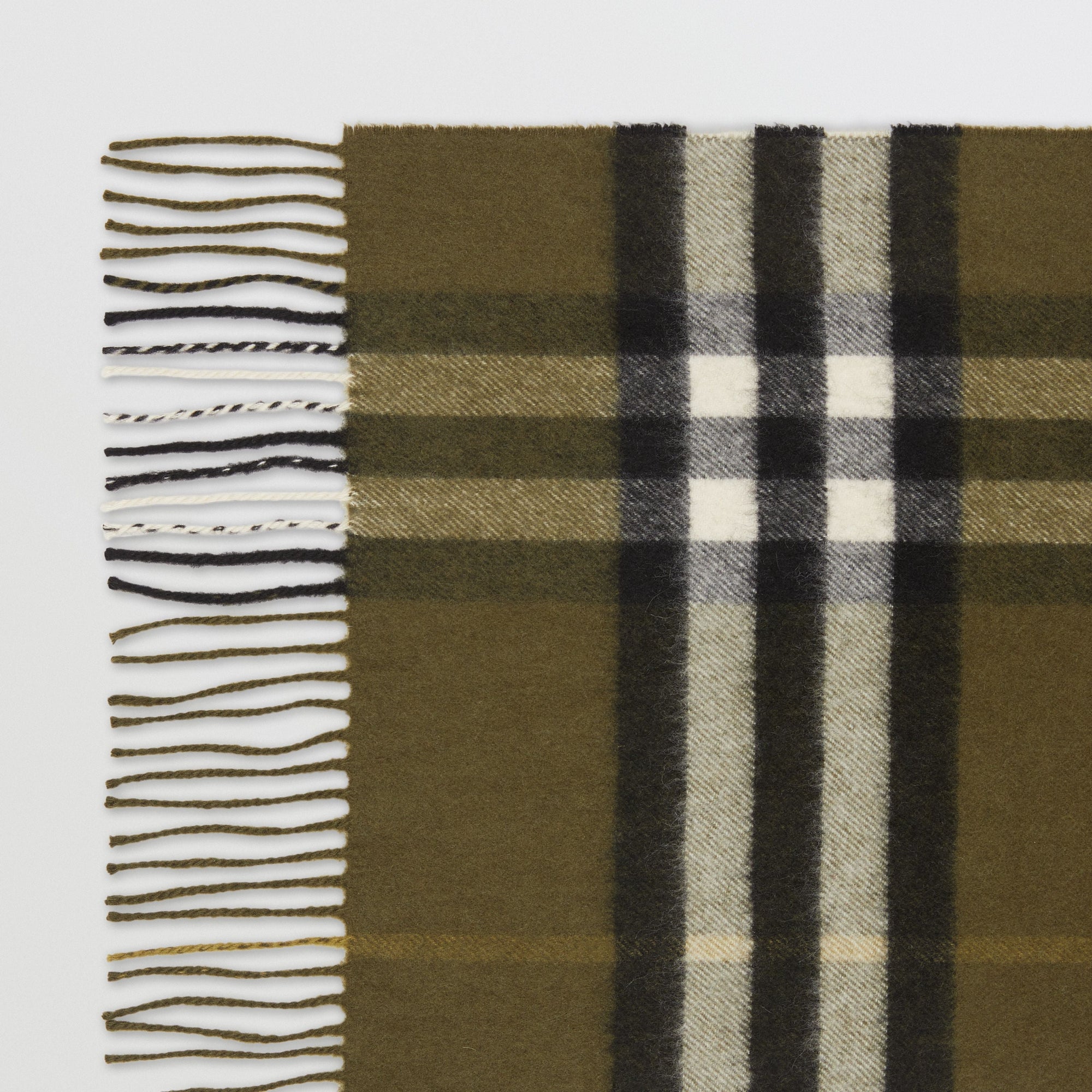 OLIVE GREEN Écharpe en cachemire à motif check classique