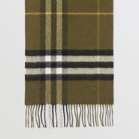 OLIVE GREEN Écharpe en cachemire à motif check classique