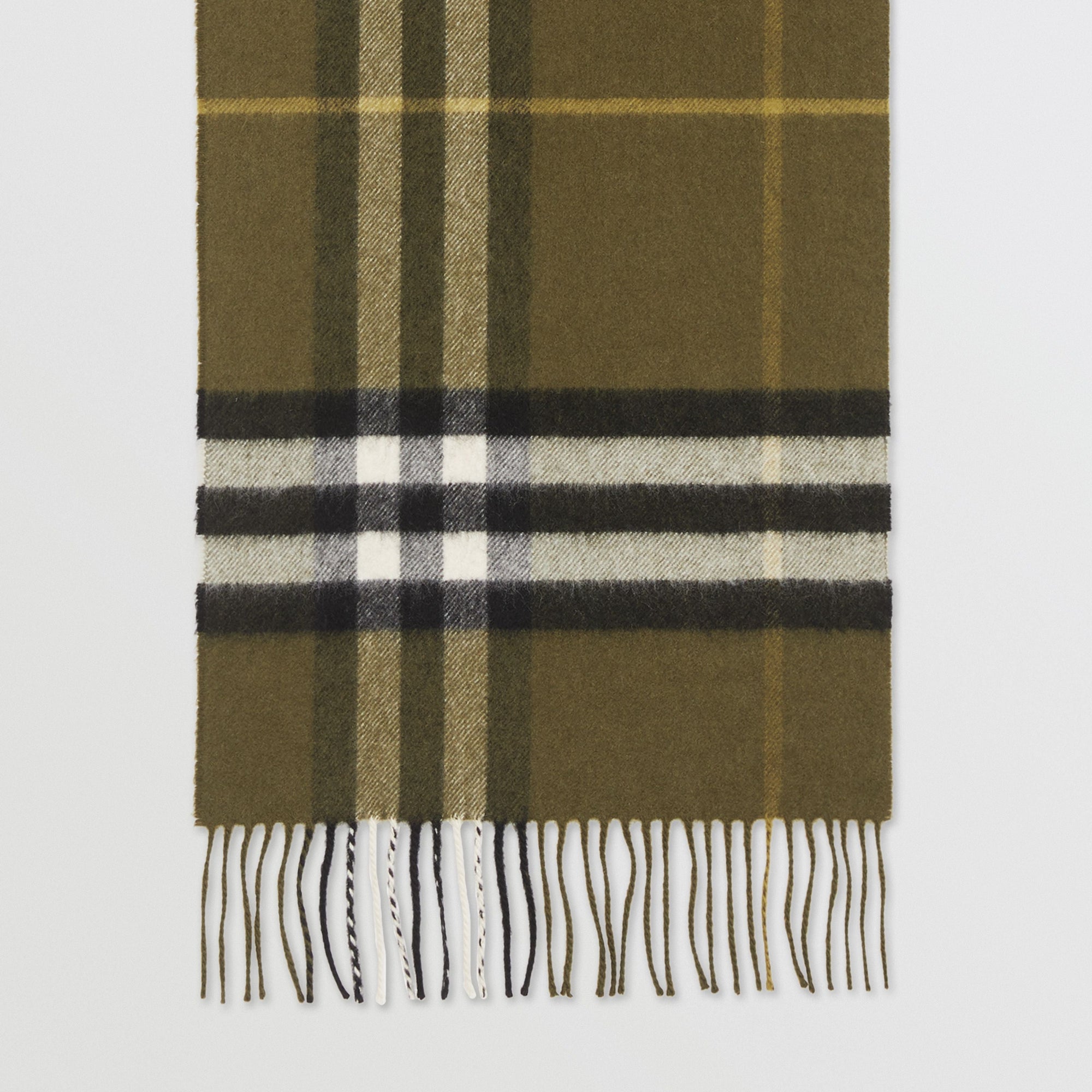 OLIVE GREEN Écharpe en cachemire à motif check classique