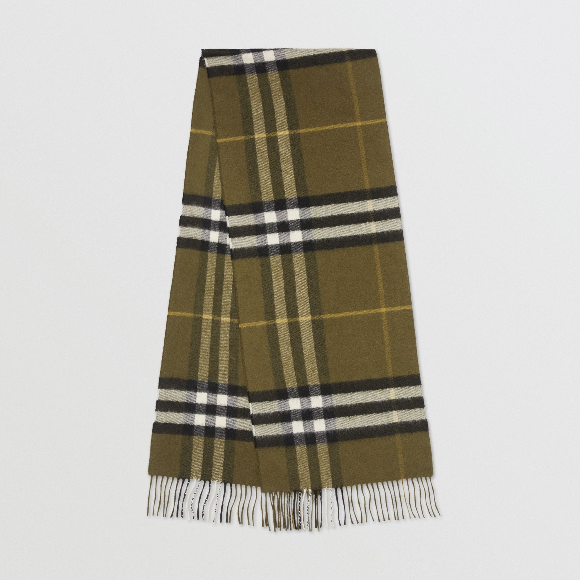 OLIVE GREEN Écharpe en cachemire à motif check classique