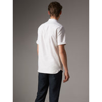 WHITE Chemise Oxford en coton à manches courtes et détails check