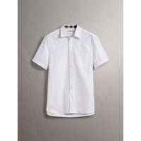 WHITE Chemise Oxford en coton à manches courtes et détails check