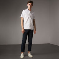 WHITE Chemise Oxford en coton à manches courtes et détails check