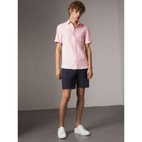 PALE PINK Chemise Oxford en coton à manches courtes et détails check