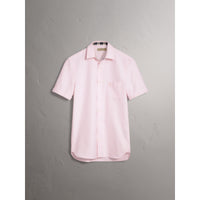PALE PINK Chemise Oxford en coton à manches courtes et détails check