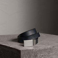 NAVY/BLACK Ceinture réversible à motif Smoked check avec cuir
