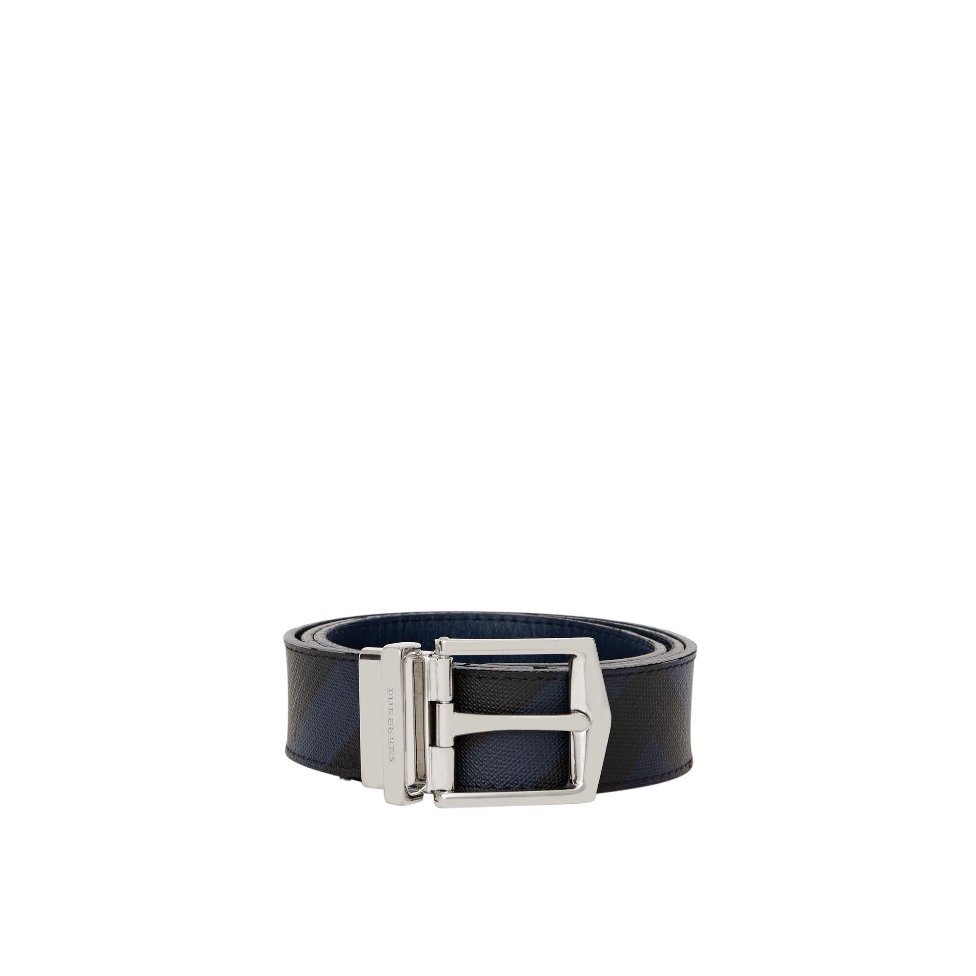 NAVY/BLACK Ceinture réversible en tissu London check et cuir