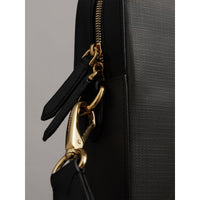 CHOCOLATE/BLACK Attaché-case medium à motif London check avec éléments en cuir