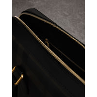 CHOCOLATE/BLACK Attaché-case medium à motif London check avec éléments en cuir