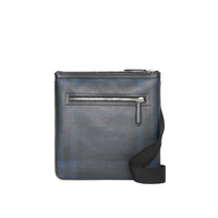 NAVY/BLACK Sac à bandoulière à motif Smoked check avec éléments en cuir
