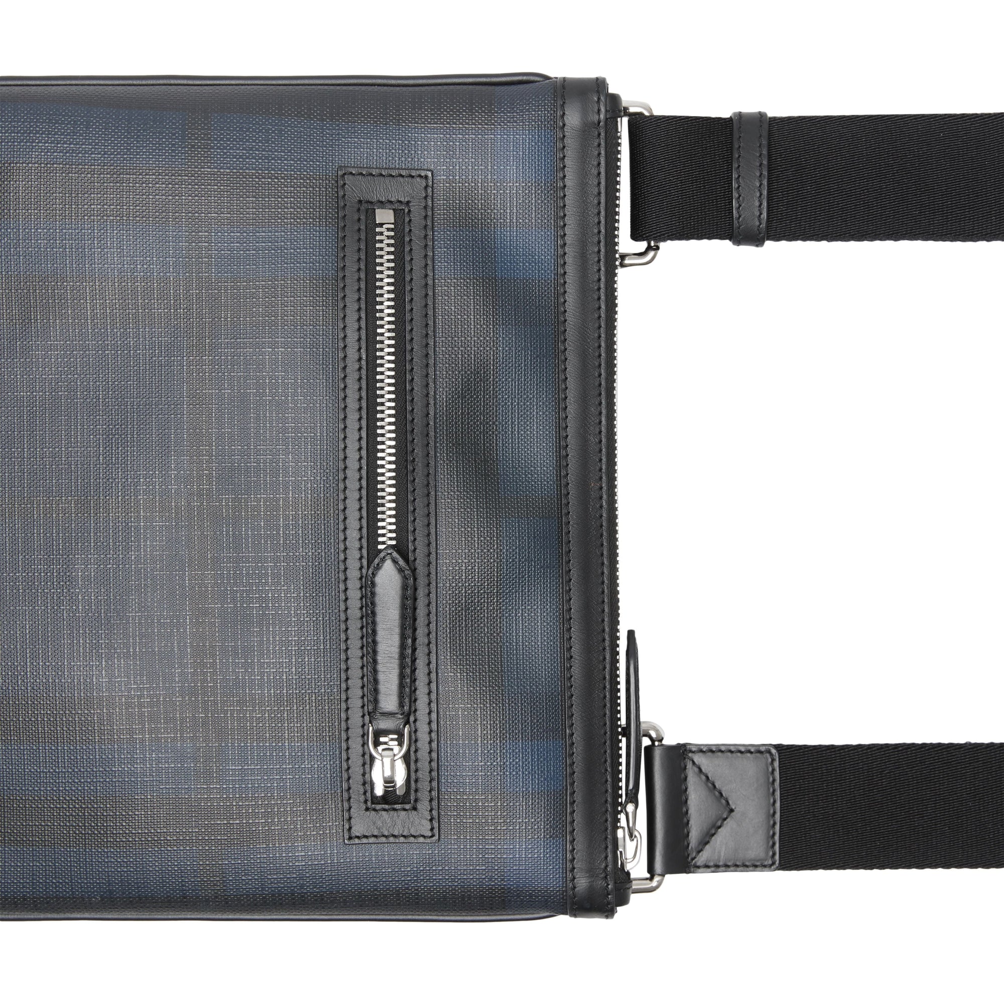 NAVY/BLACK Sac à bandoulière à motif Smoked check avec éléments en cuir