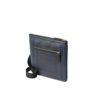 NAVY/BLACK Sac à bandoulière à motif Smoked check avec éléments en cuir