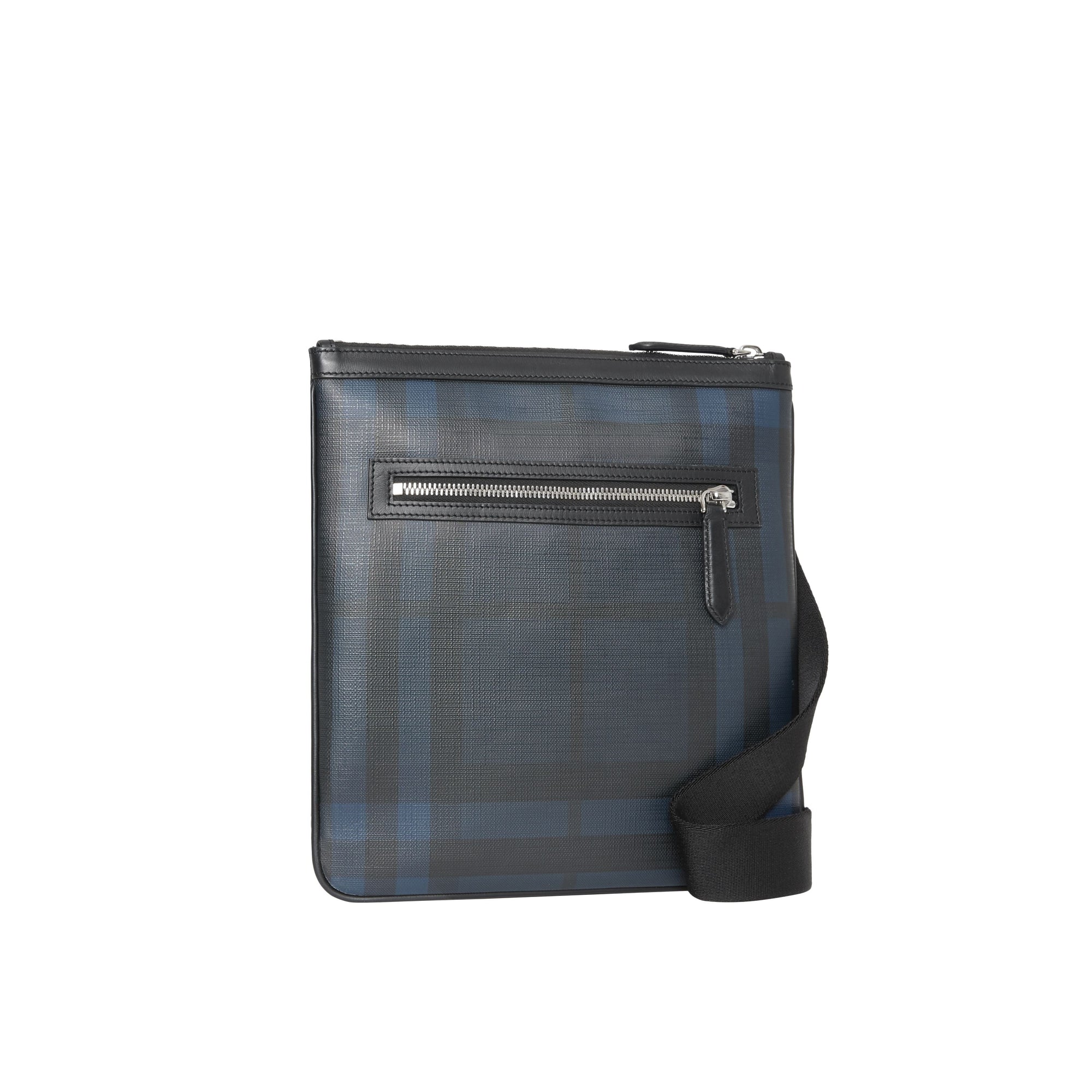 NAVY/BLACK Sac à bandoulière à motif Smoked check avec éléments en cuir
