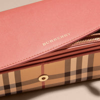 ANTIQUE ROSE Portefeuille continental Horseferry check avec éléments en cuir
