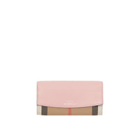 PALE ORCHID Portefeuille continental en coton House check et cuir