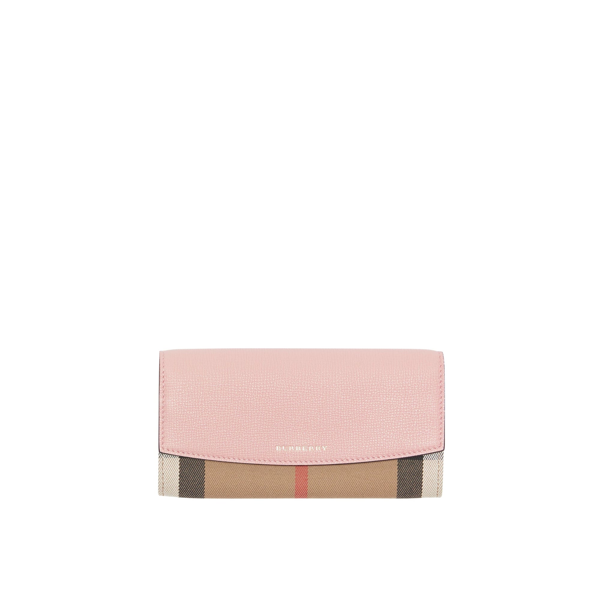 PALE ORCHID Portefeuille continental en coton House check et cuir