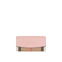 PALE ORCHID Portefeuille continental en coton House check et cuir