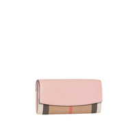 PALE ORCHID Portefeuille continental en coton House check et cuir