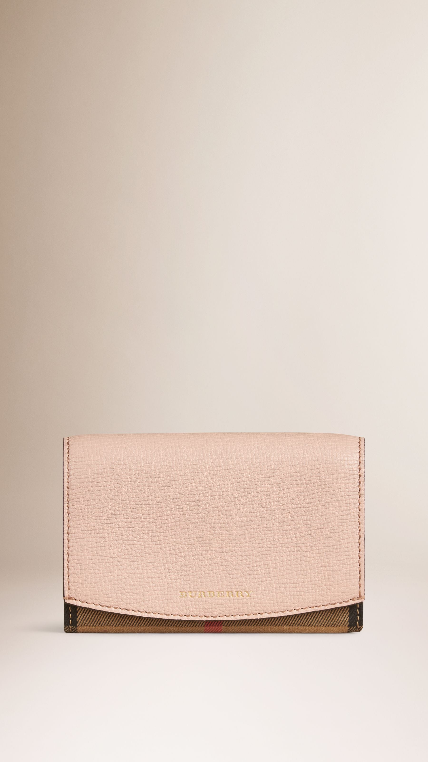 PALE ORCHID Portefeuille continental en coton House check et cuir