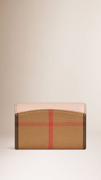 PALE ORCHID Portefeuille continental en coton House check et cuir
