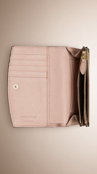 PALE ORCHID Portefeuille continental en coton House check et cuir