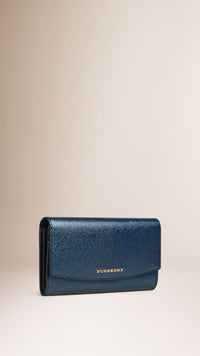 BLUE CARBON Portefeuille continental en cuir London verni