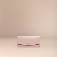 PALE ORCHID Portefeuille continental en cuir London verni à paillettes